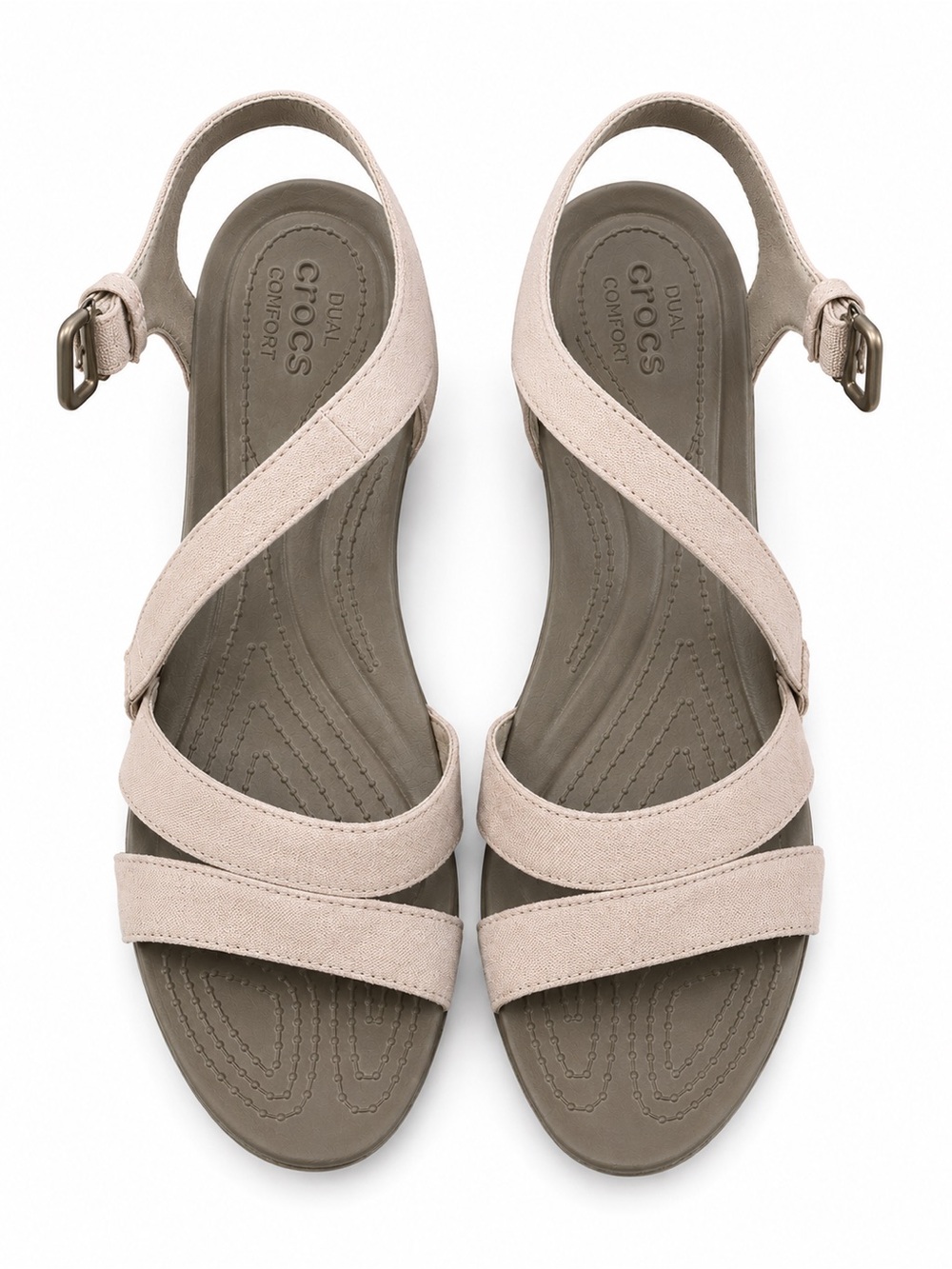 CROCS Women's Taupe Strappy Dual‎ Comfort Sandals